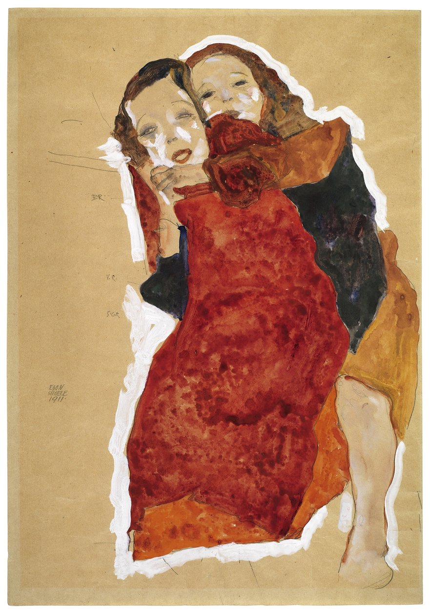 To jenter par Schiele, Egon (1890-1918) av Egon Schiele