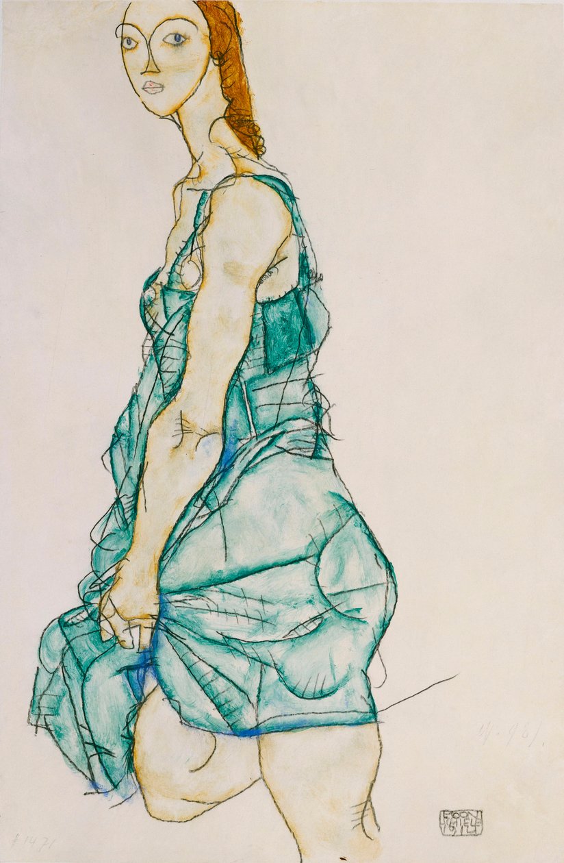 Oppreist stående kvinne, 1912 av Egon Schiele