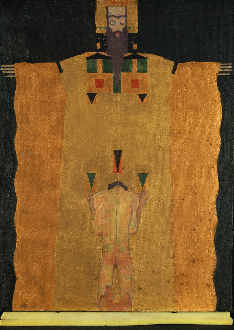Vor Gott Vater Knees Der Jungling, 1908 av Egon Schiele