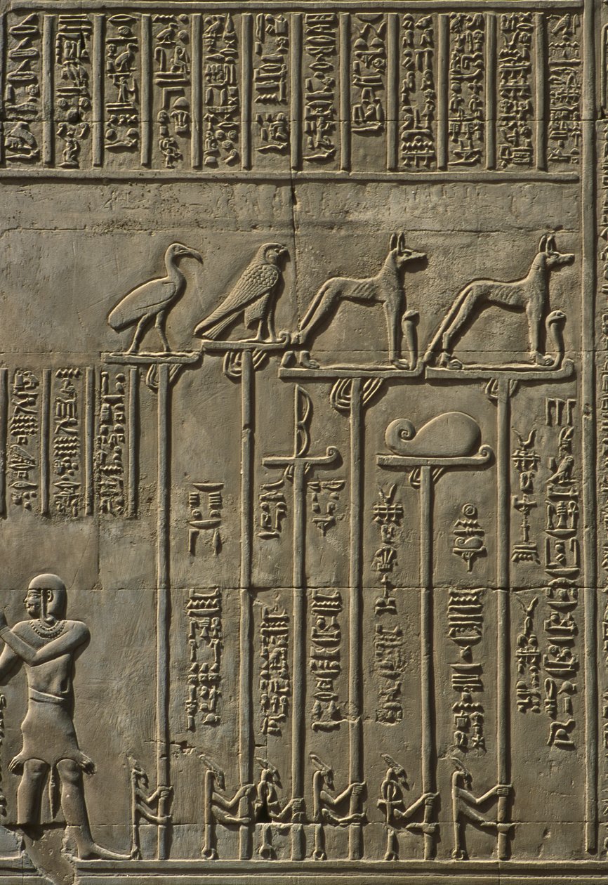 Detalj av en relieffstein av Egyptian