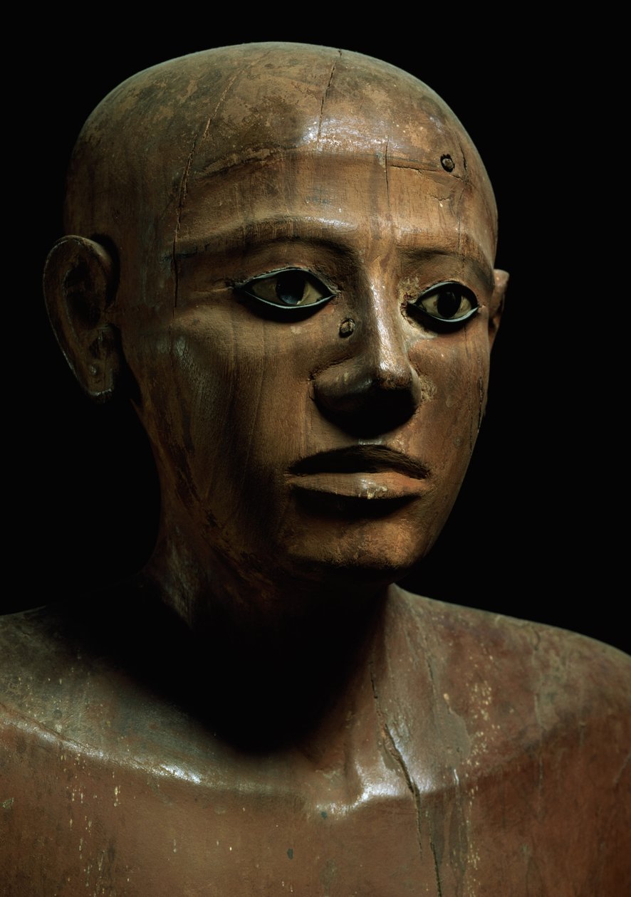 Statue av kansler Nakhti, fra Asyut, tidlig mellomrike, ca. 1900 f.Kr. (malt tre) (detalj) av Egyptian 12th Dynasty