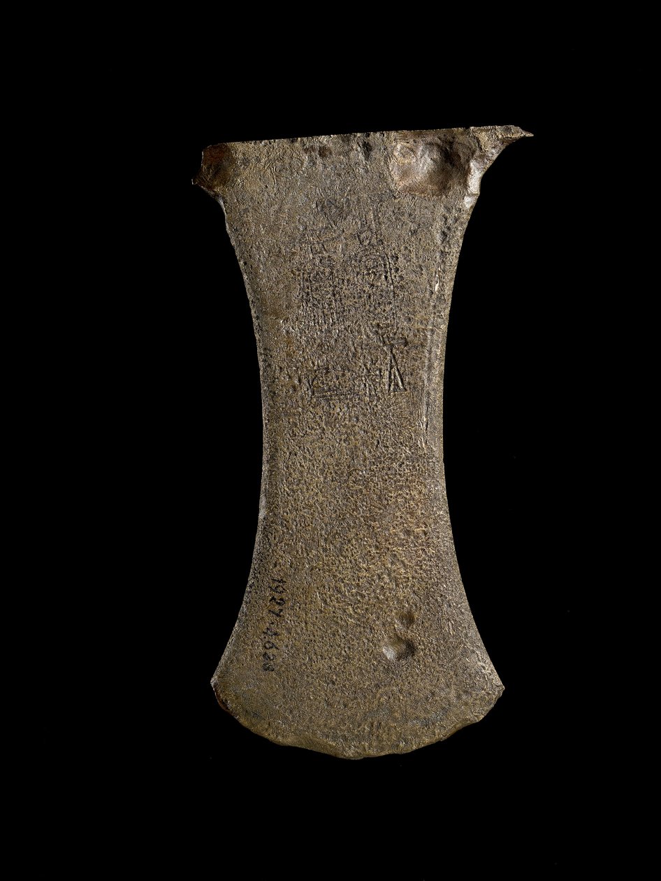 Flat kobberlegeringsøks med konkave sider kobberlegering av Egyptian 18th Dynasty