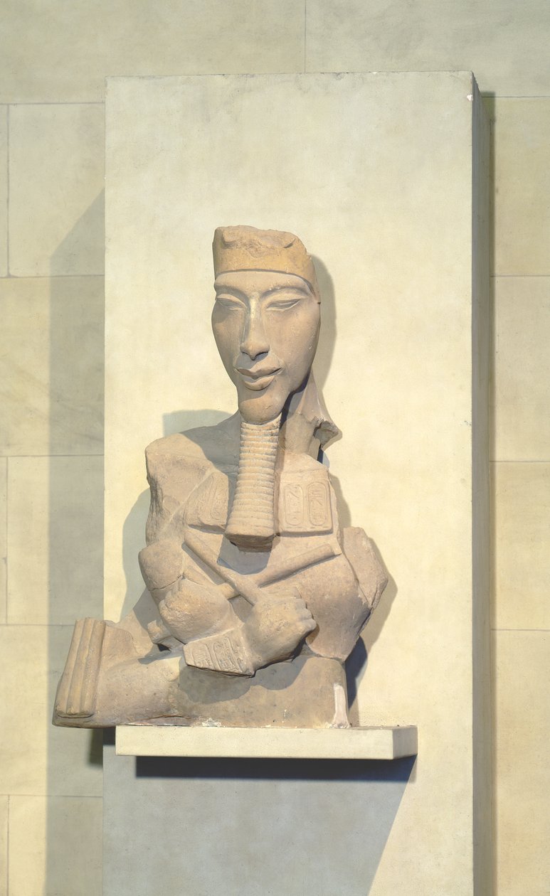 Osiride-søyle av Amenophis IV (Akhenaten) fra Karnak, New Kingdom, ca. 1350 f.Kr. (sandstein) av Egyptian 18th Dynasty