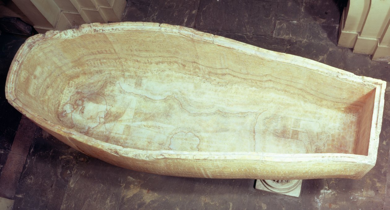 Sarkofagen til Seti I, sett ovenfra, ca. 1300 f.Kr. (kalkstein) (se også 3589) av Egyptian 19th Dynasty