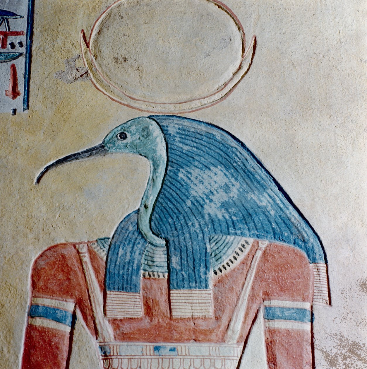 Guden Thoth, fra graven til prins Khaemwaset II, sønn av Ramesses III (ca. 1187-1156 f.Kr.) New Kingdom (malt kalkstein) av Egyptian 20th Dynasty