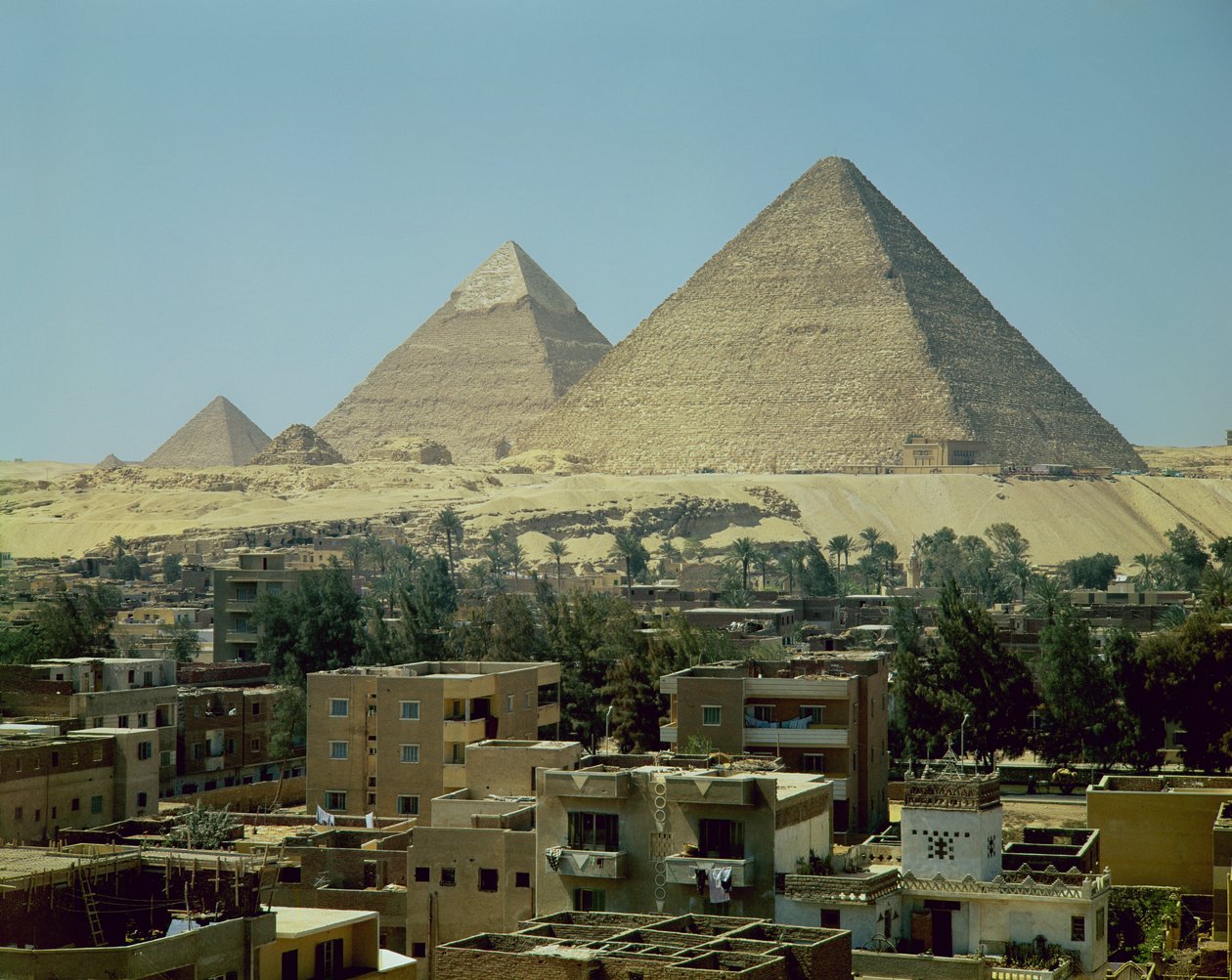 Pyramidene i Giza, ca. 2589-30 f.Kr., Det gamle riket av Egyptian 4th Dynasty