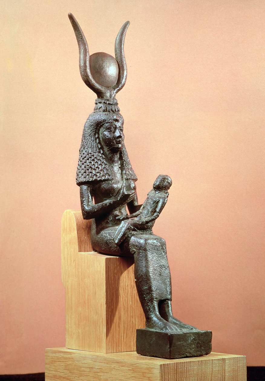 Isis dier spedbarnet Horus (bronse) av Egyptian