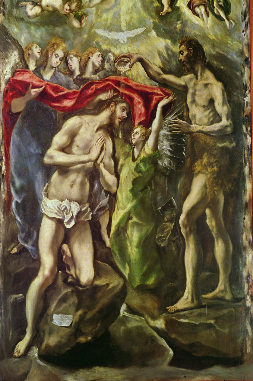 Kristi dåp (detalj om Kristus og døperen Johannes), 1596-1600 av El Greco