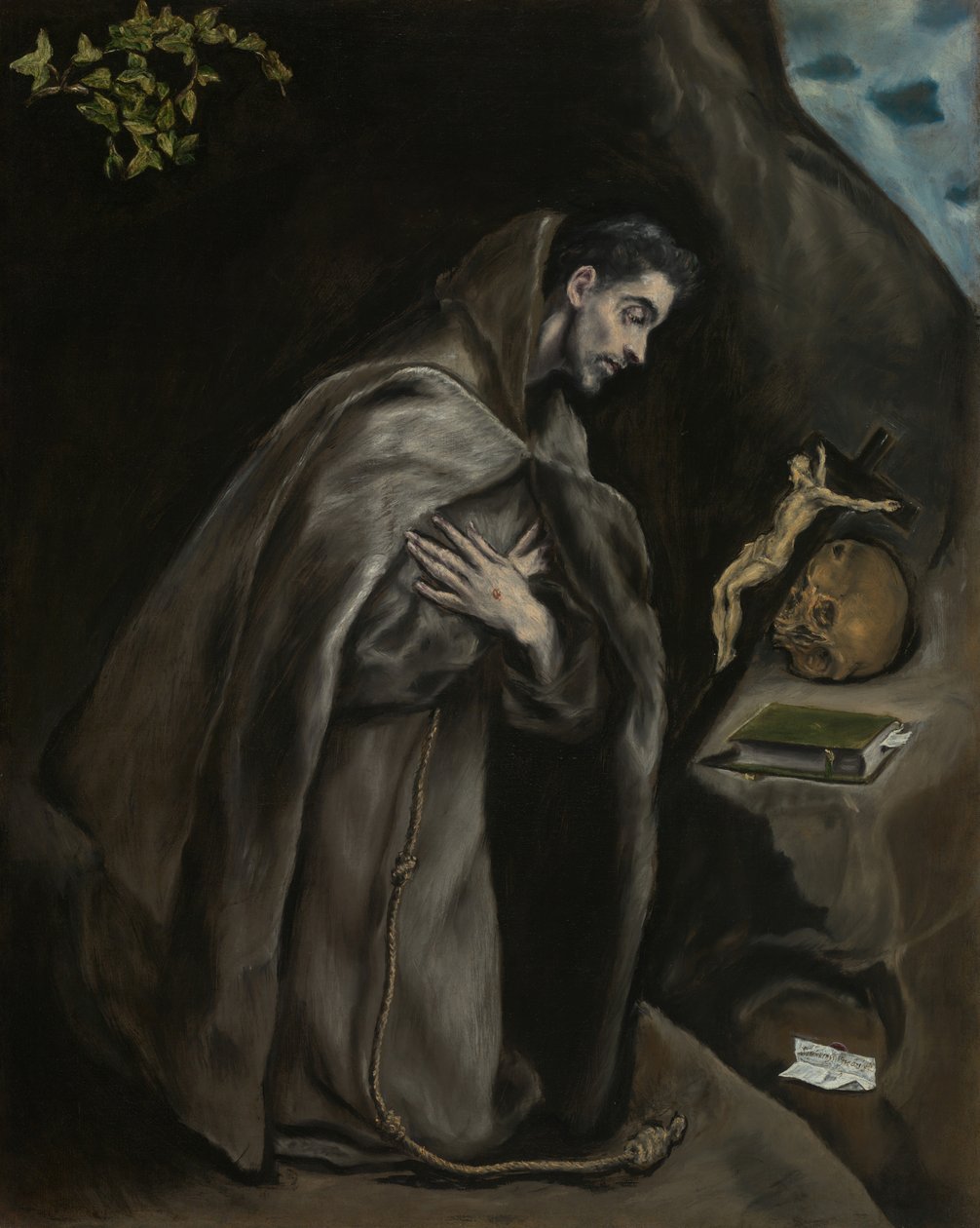 Saint Francis knelende i meditasjon, 15951600. av El Greco