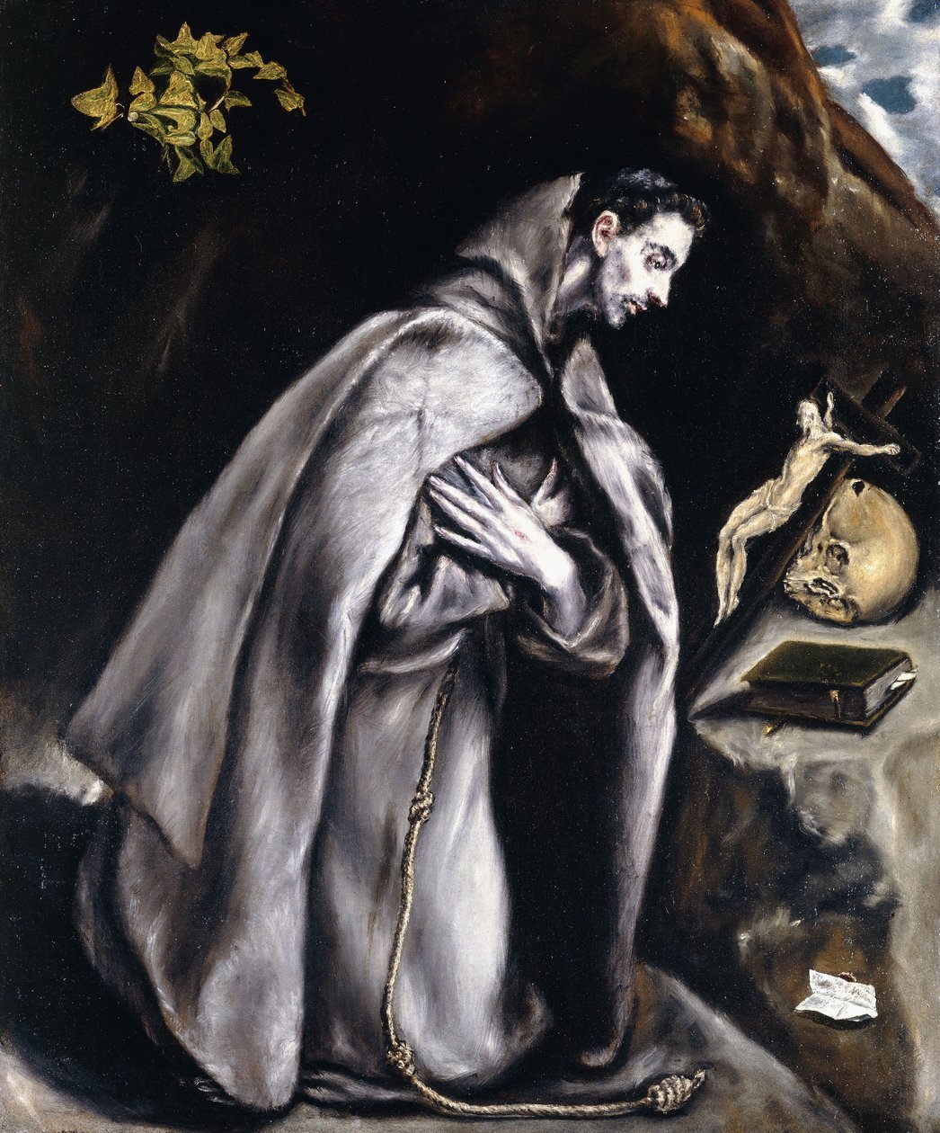 Saint Francis kneler i meditasjon, av El Greco