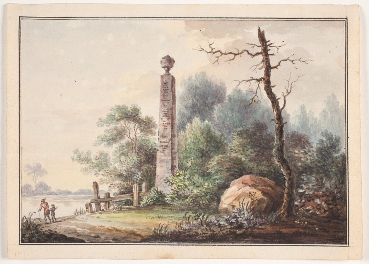 Minnestøtte ved en innsjø av Elias Meyer