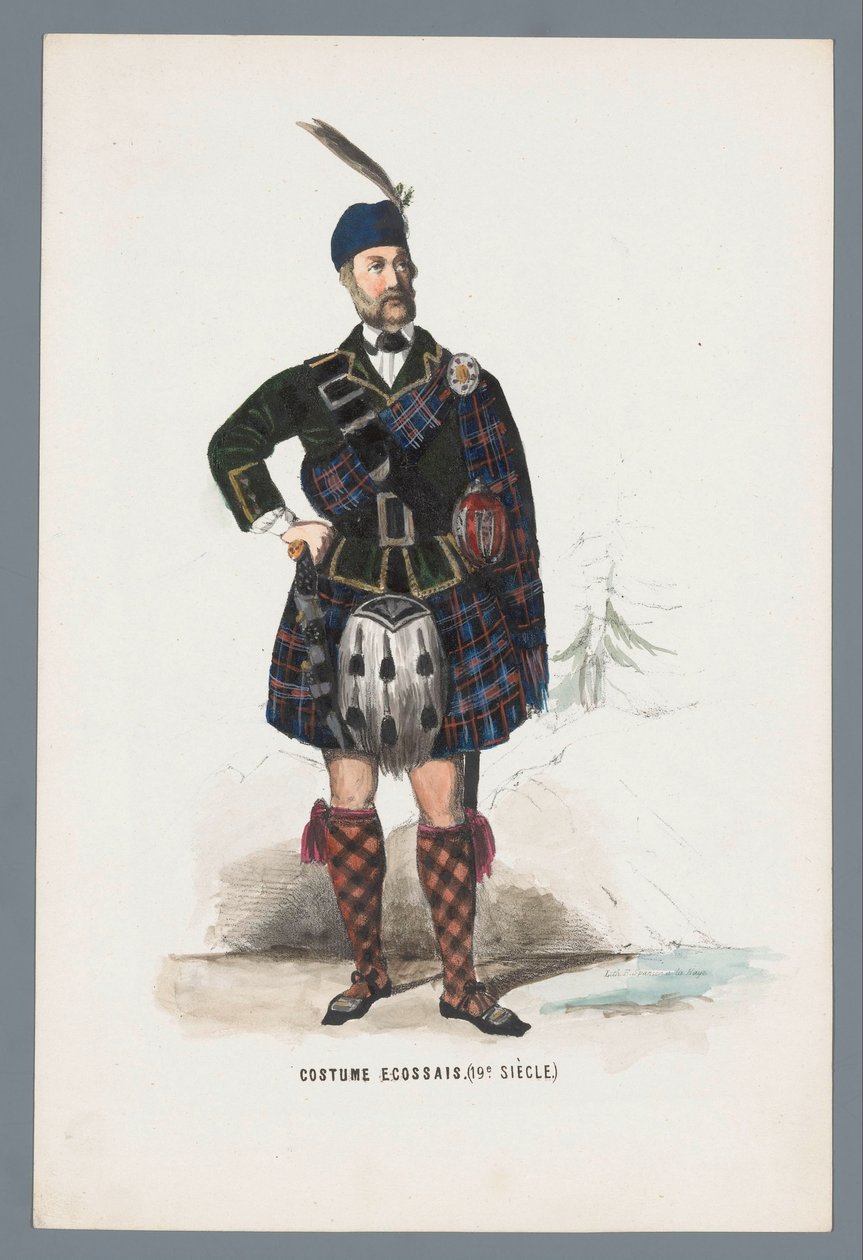 Skotsk kostyme. (1800-tallet.) (tittel på objekt) av Elias Spanier