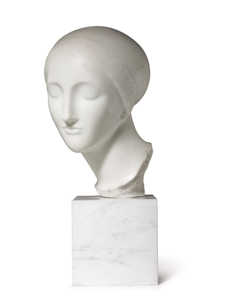 Tidlig ideelt hode (La Mysterieuse), ca. 1916-17 (marmor) av Elie Nadelman