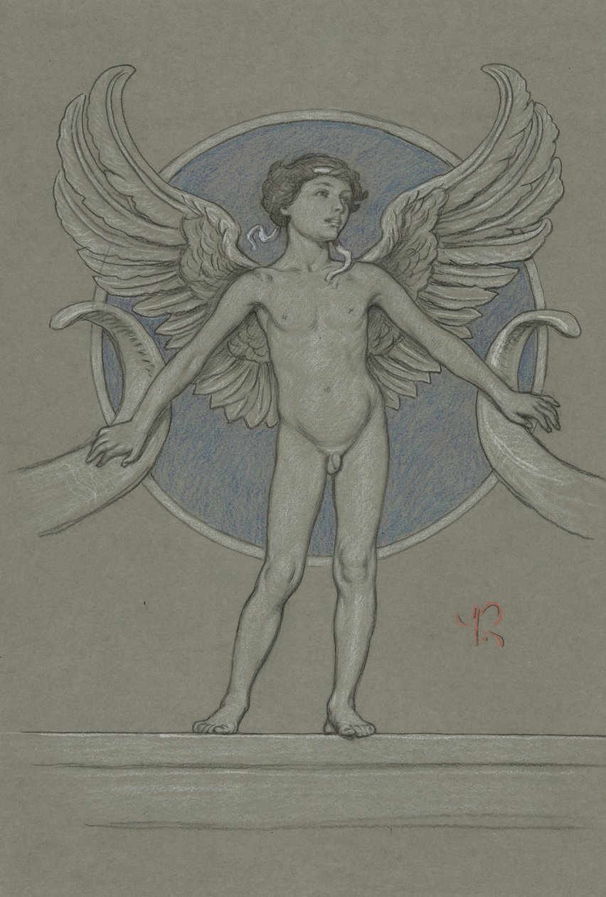 Gutt med vinger + Cornucopia av Elihu Vedder