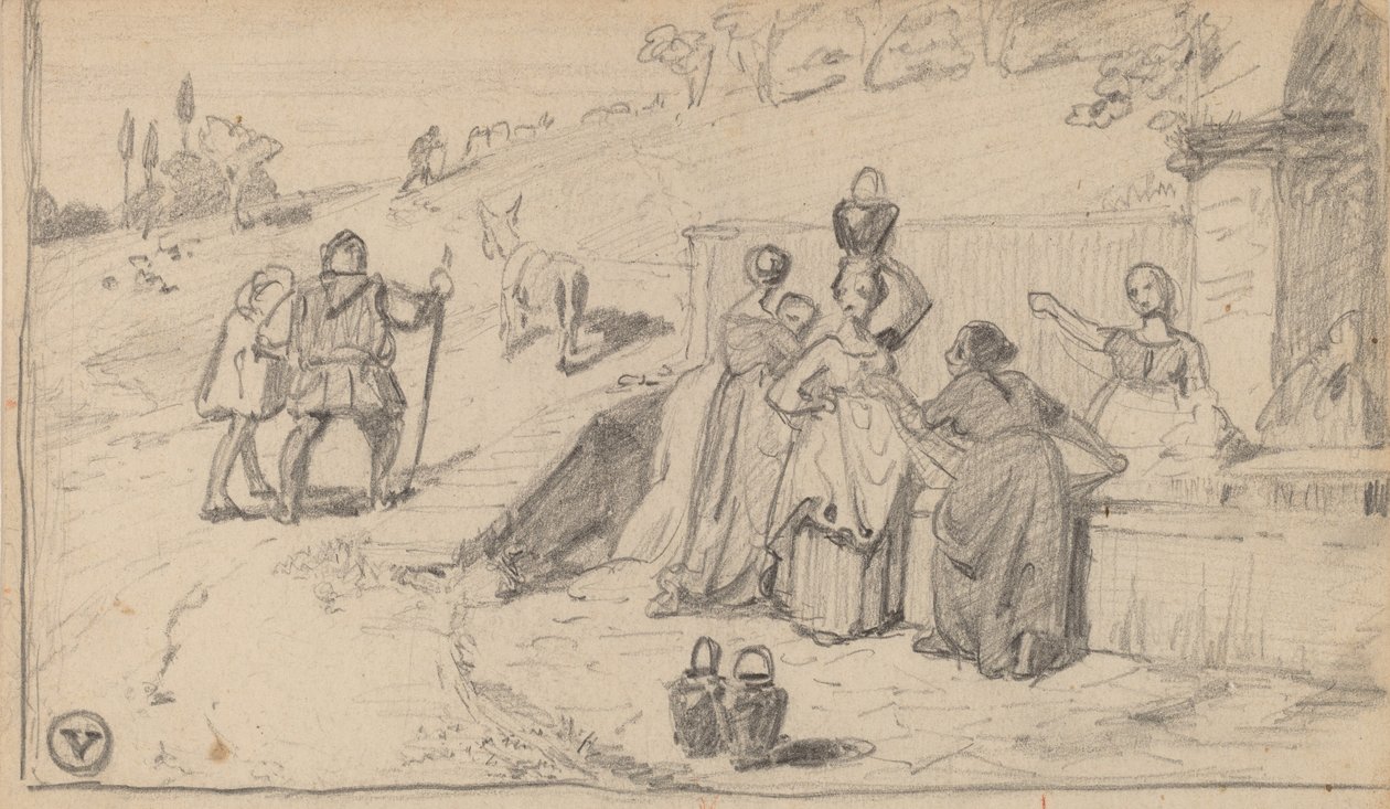 far og sønn, ca. 1859. av Elihu Vedder