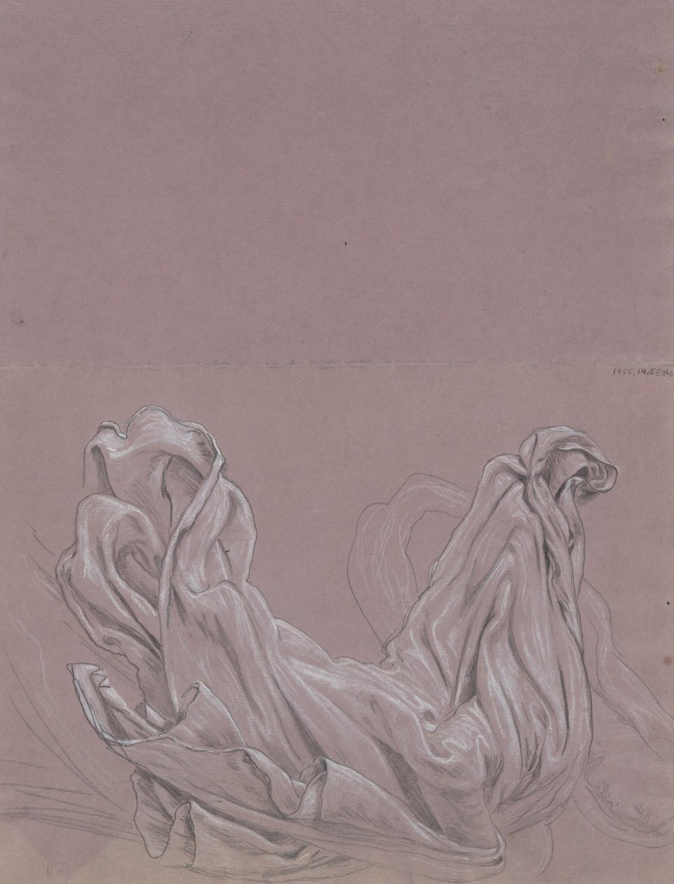 Figurstudier (recto); Draperistudie (verso) av Elihu Vedder