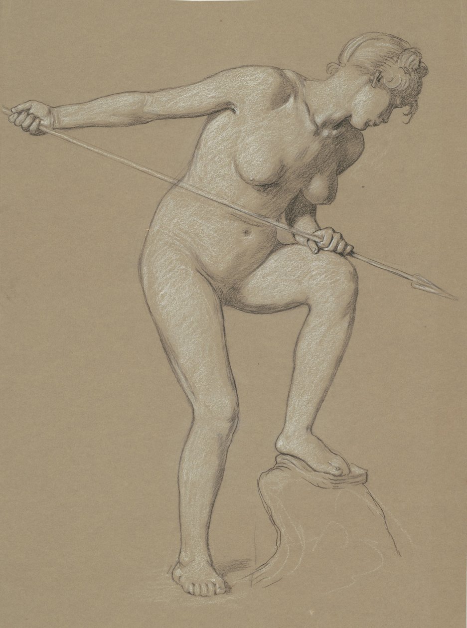 Girl Spearing Dolphin, ca. 1900. av Elihu Vedder