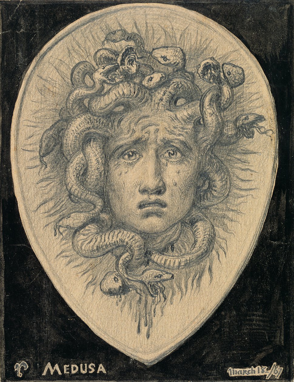 Medusa, 1867 (blyant og blekk på papir) av Elihu Vedder