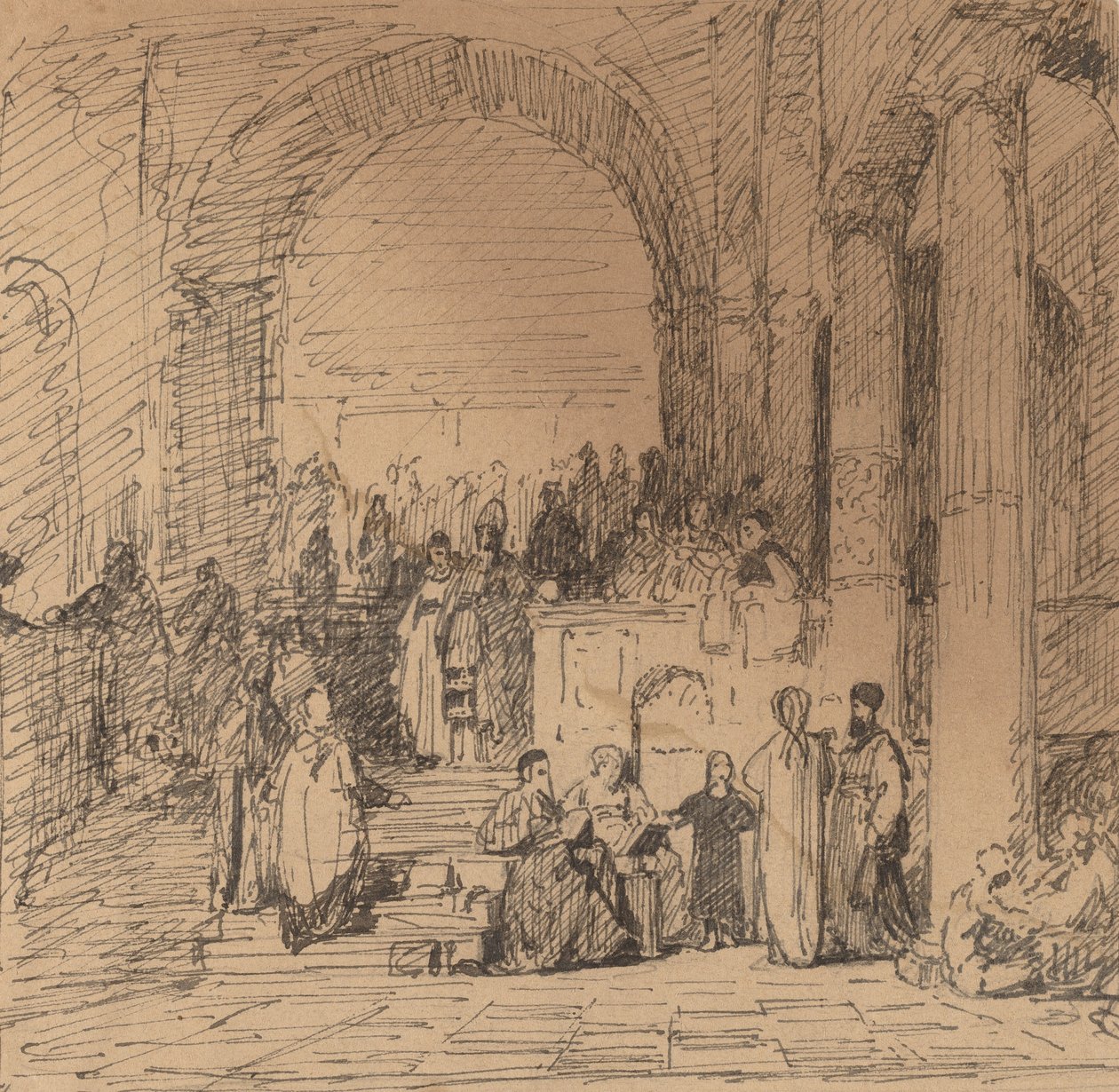 Studie etter gammel mester, ca. 1858. av Elihu Vedder