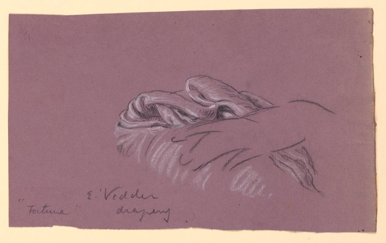 Studie av Drapery of "Fortune" av Elihu Vedder