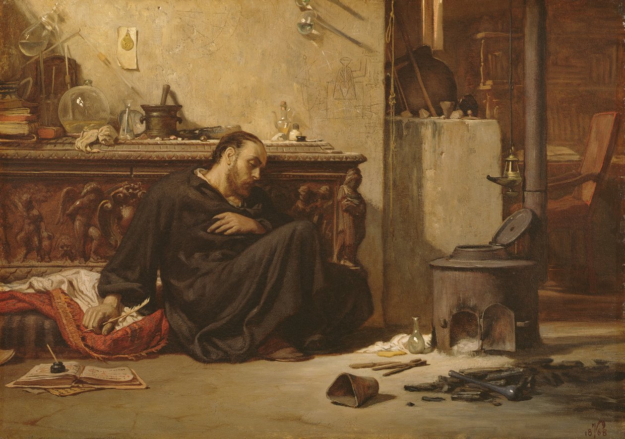 Den døde alkymisten, ca. 1868 av Elihu Vedder