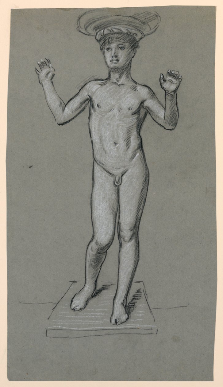 figurstudie for en fontenedesign av Elihu Vedder