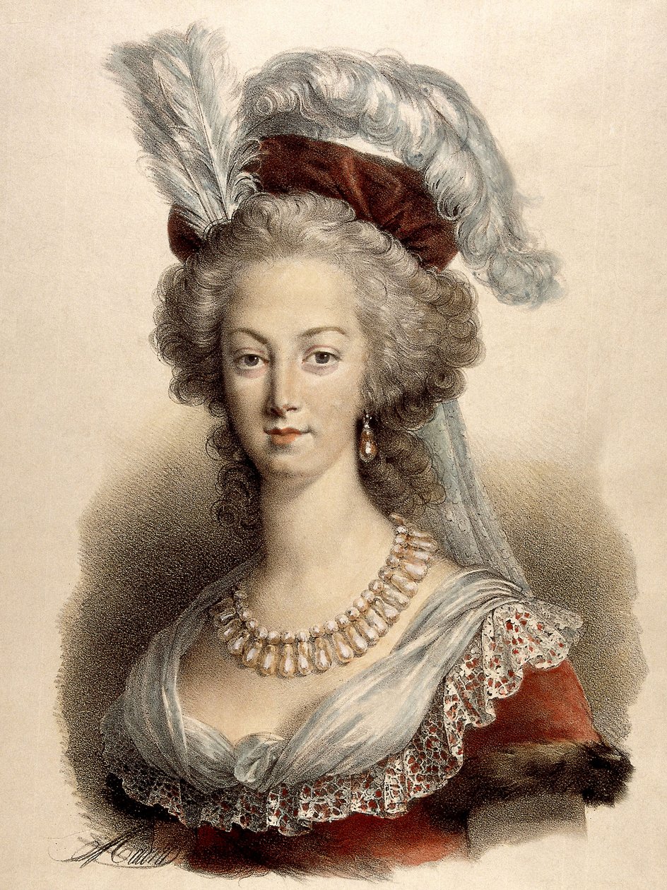 Dronning Marie Antoinette av Elisabeth Louise (after) Vigee Lebrun