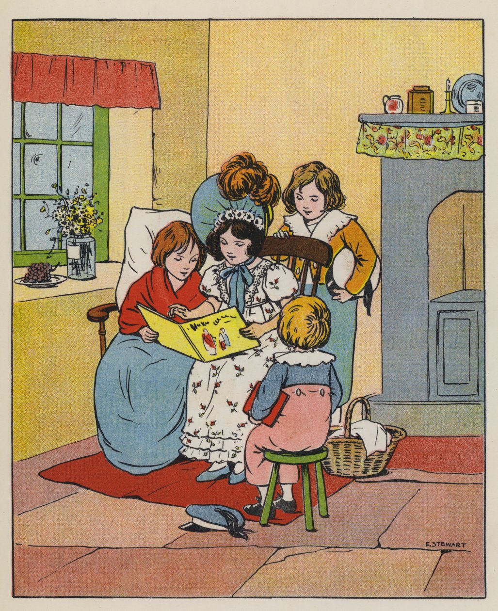 Søndag, Happy Time (farge litho) av Elise H. Stewart