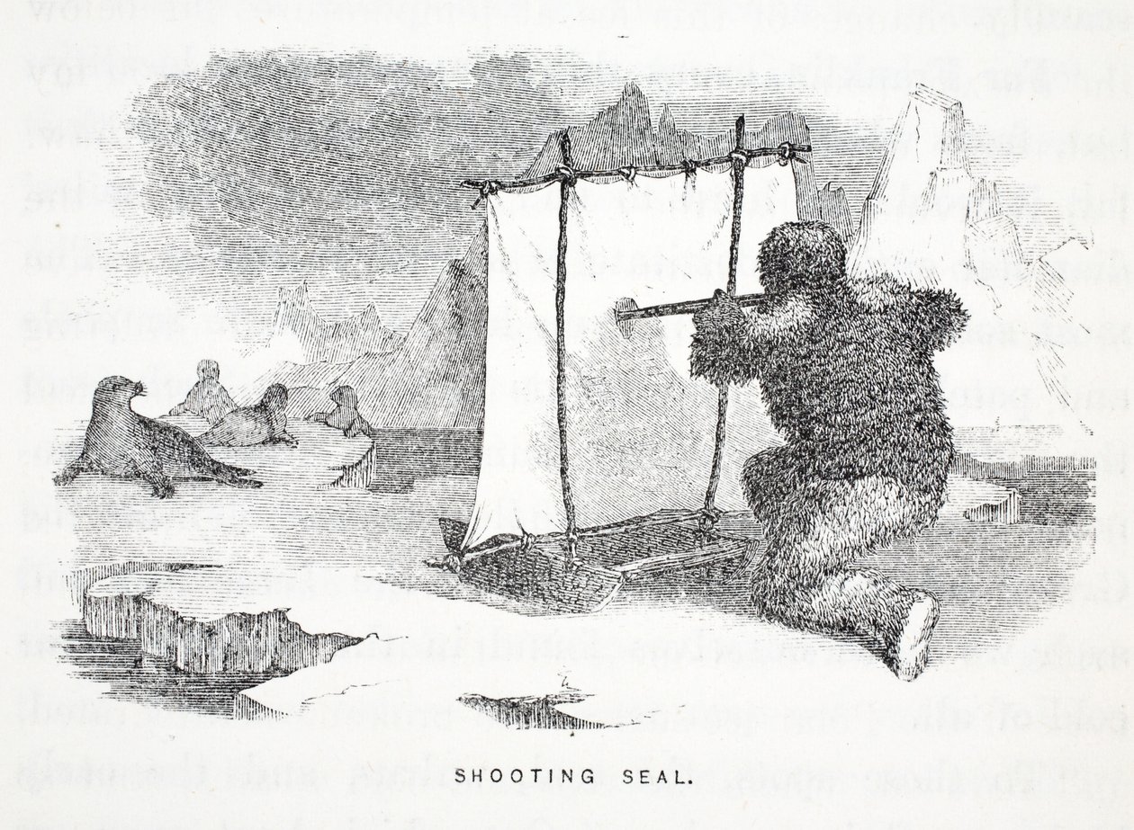 Shooting Seal, illustrasjon fra 'The second Grinnell Expedition in Search of Sir John Franklin...', 1856 av Elisha Kane