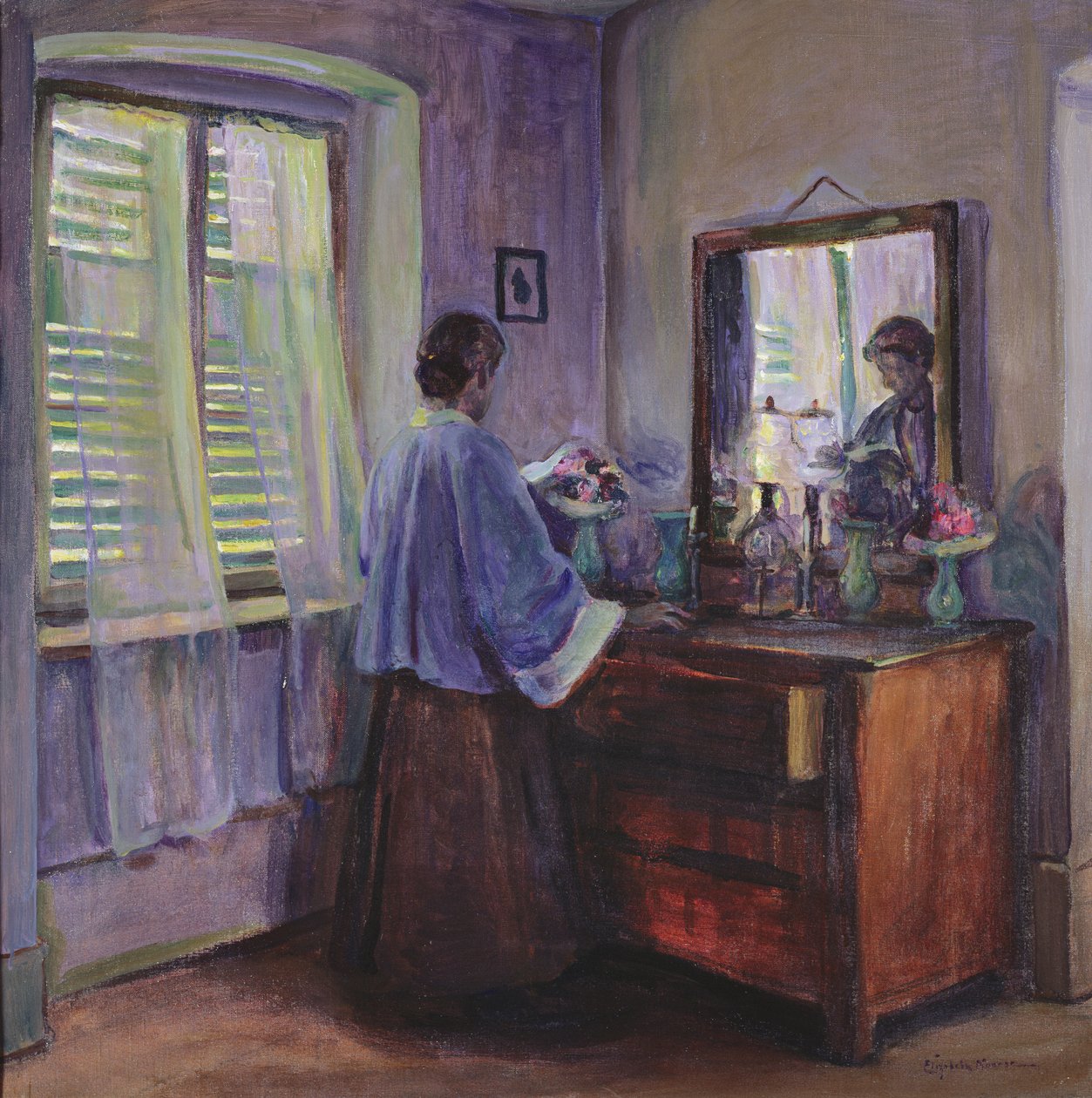 The Closed Shutters (olje på lerret) av Elizabeth Nourse