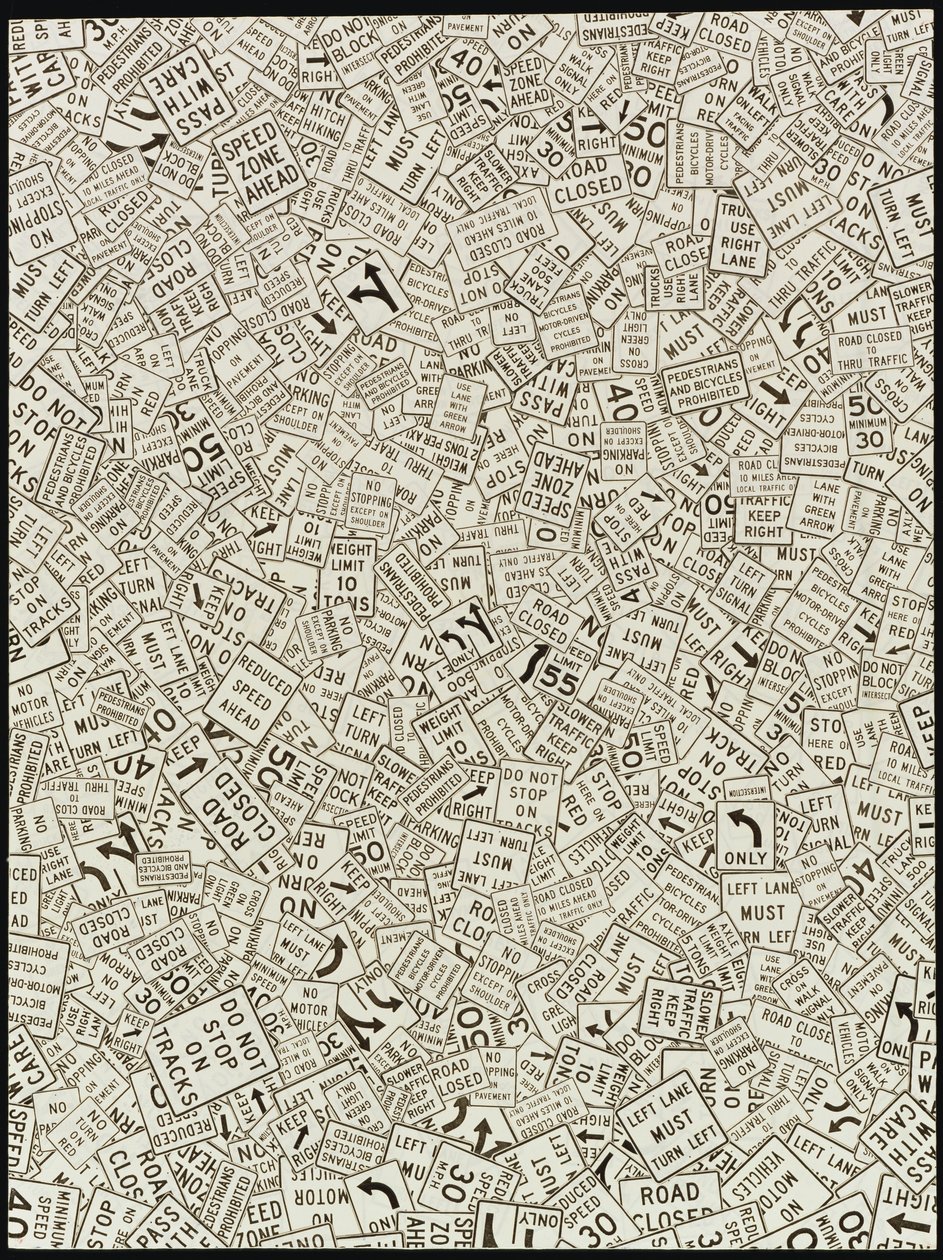 Ikke stopp på spor, 1993 (papirmosaikkcollage) av Ellen Golla