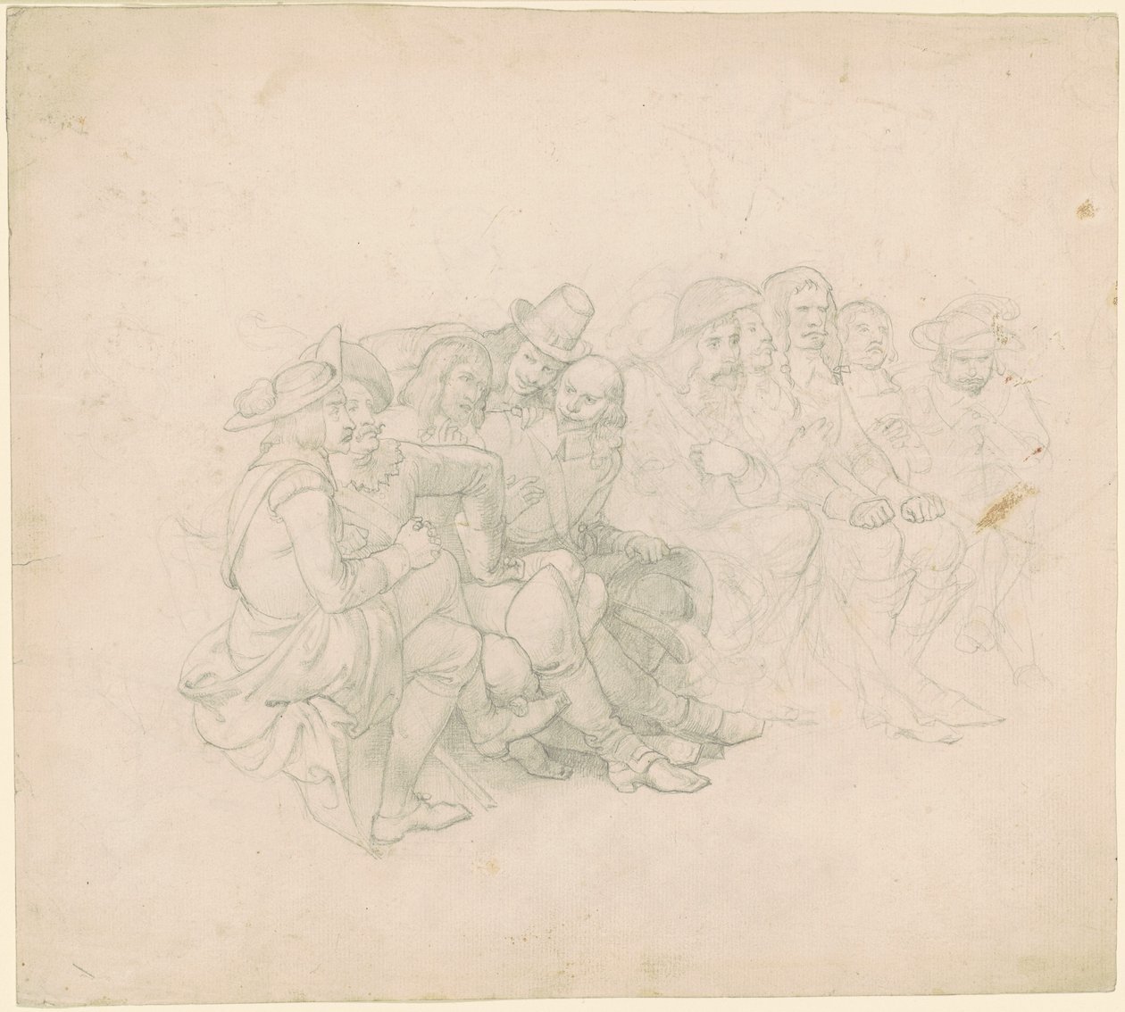 Menn i kostymer fra det syttende århundre [recto] av Emanuel Gottlieb Leutze