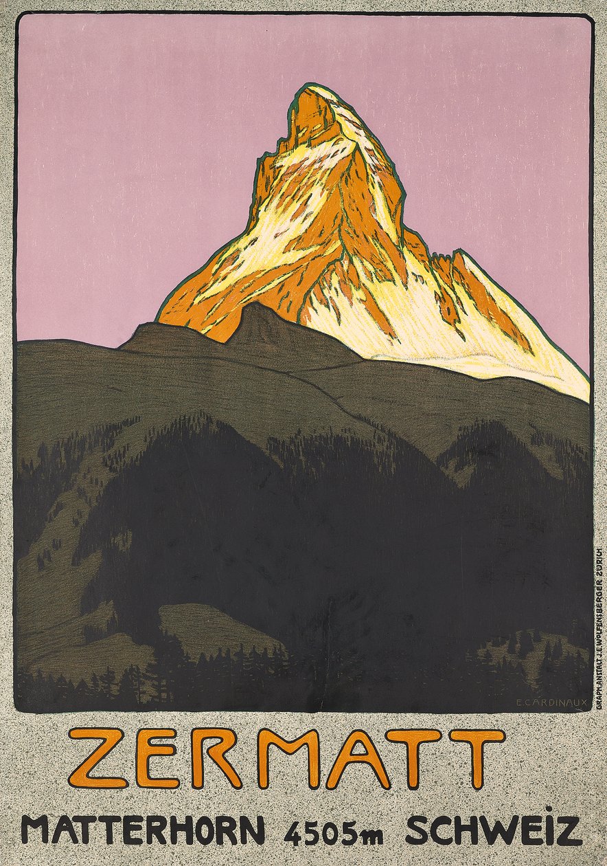 Plakatreklame Zermatt, Sveits av Emil Cardinaux