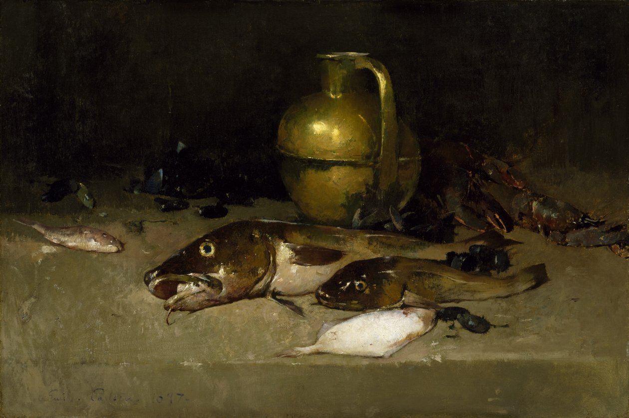 Stilleben med fisk, 1897 av Emil Carlsen
