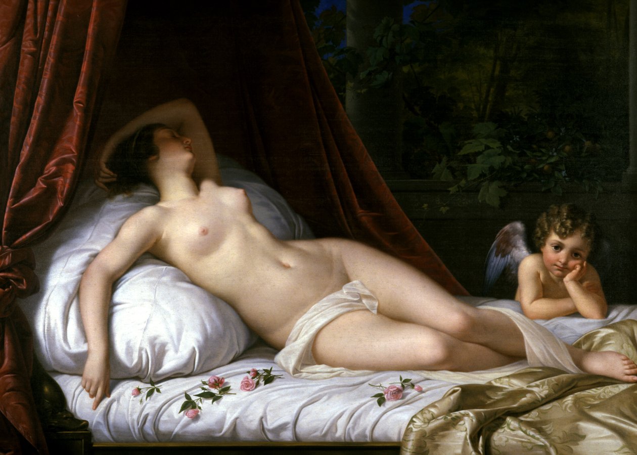 Liggende Venus med Amor, 1839 av Emil Jacobs