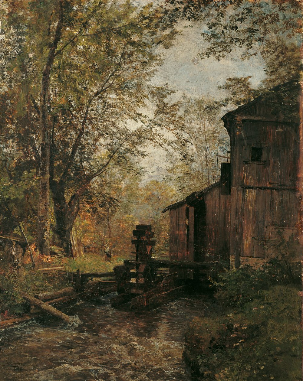 Gosau-møllen nær Ischl av Emil Jakob Schindler