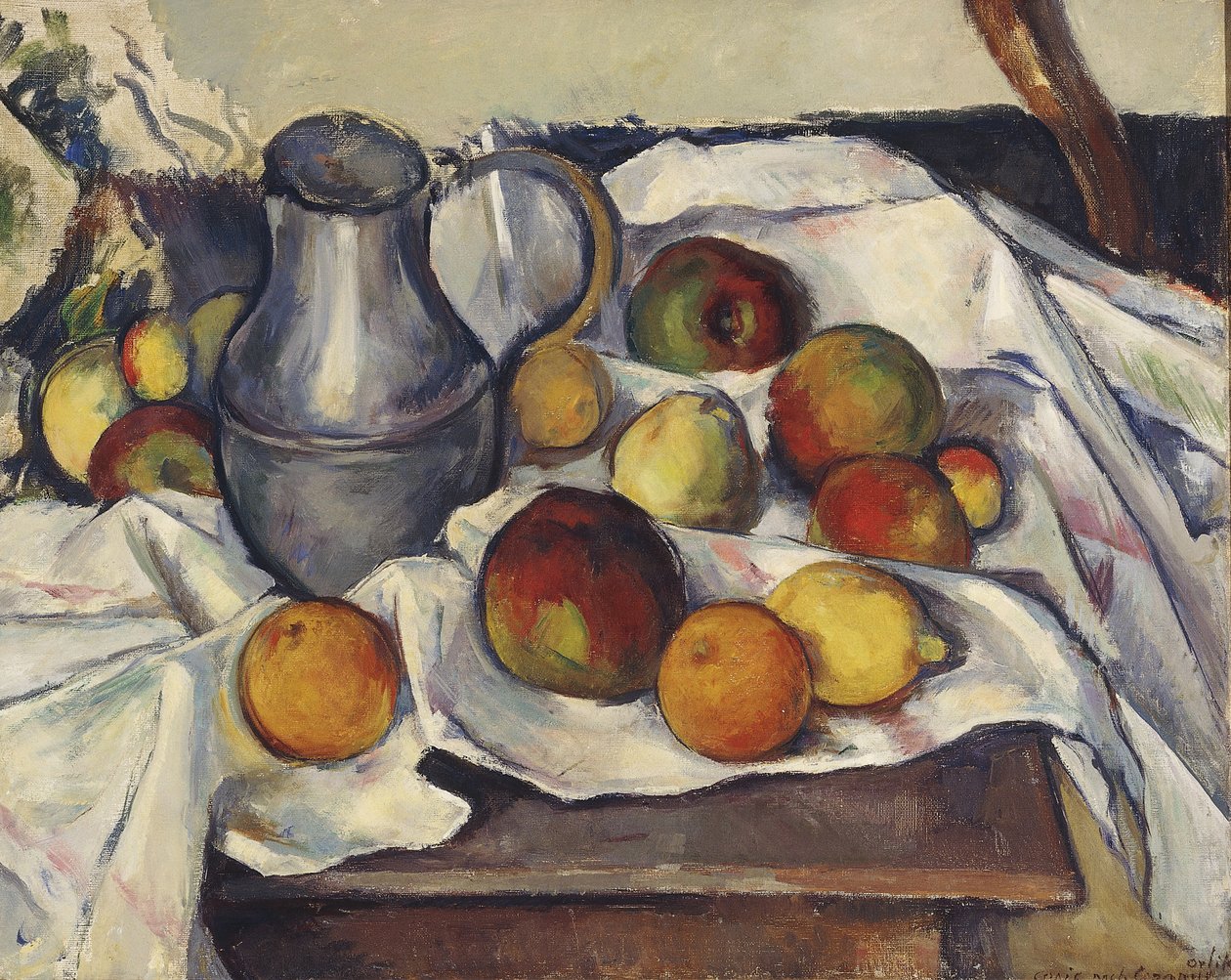 Stilleben med epler; stilleben med epler, av Emil Orlik