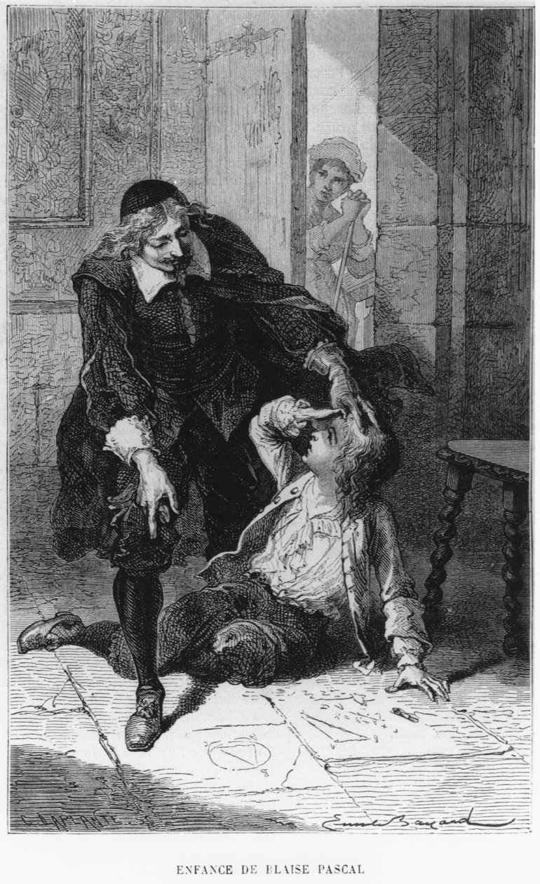 Scene fra barndommen til Blaise Pascal (1623-62) av Emile Antoine Bayard