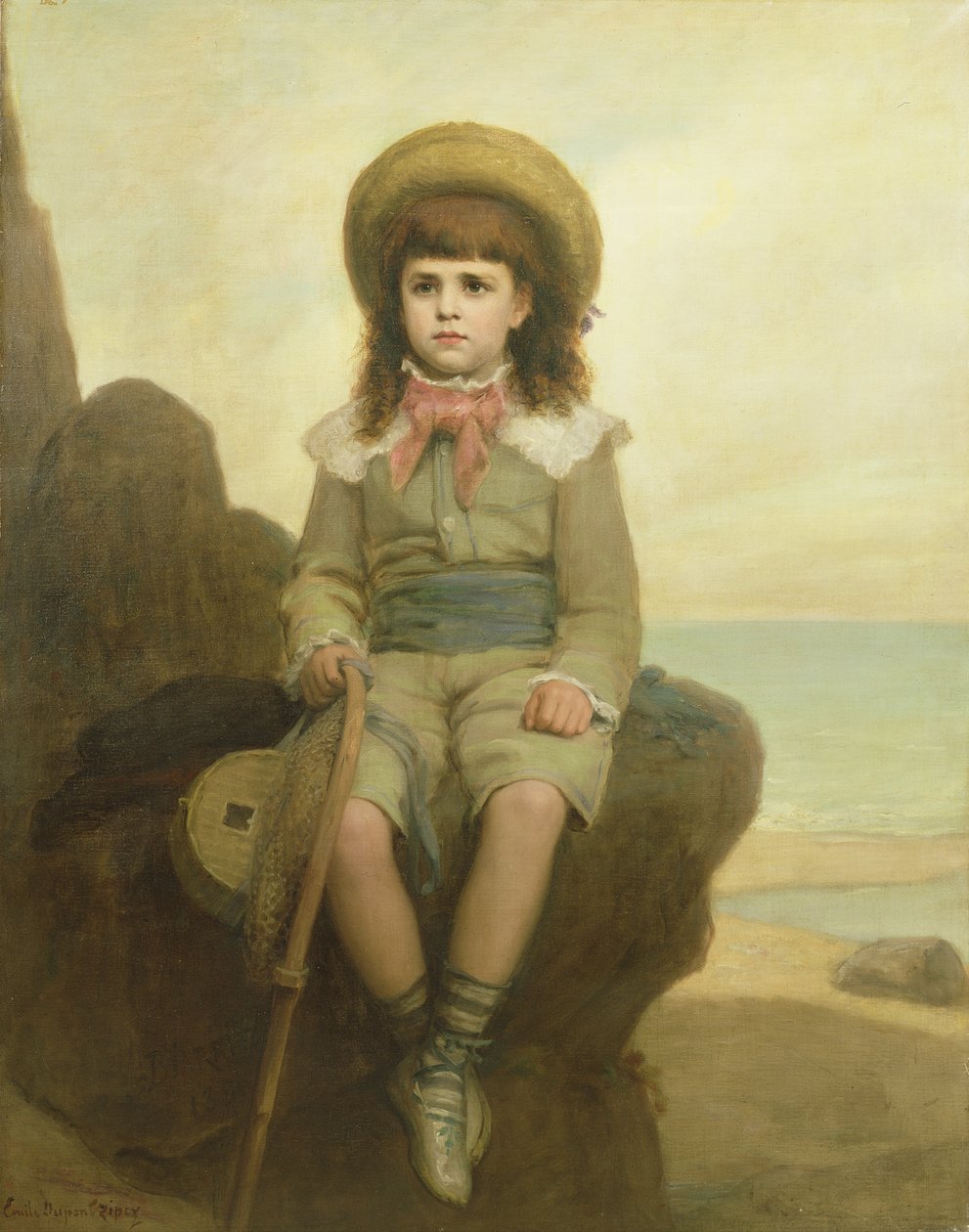 Ung gutt på en stein av Emile Dupont Zipcy