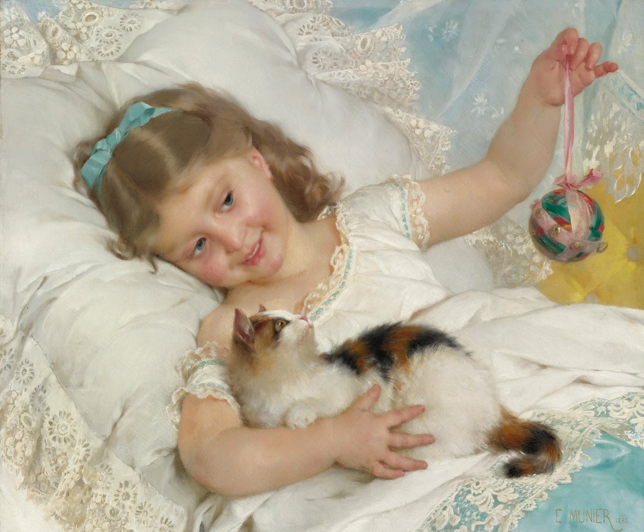 Ung jente og katt av Emile Munier