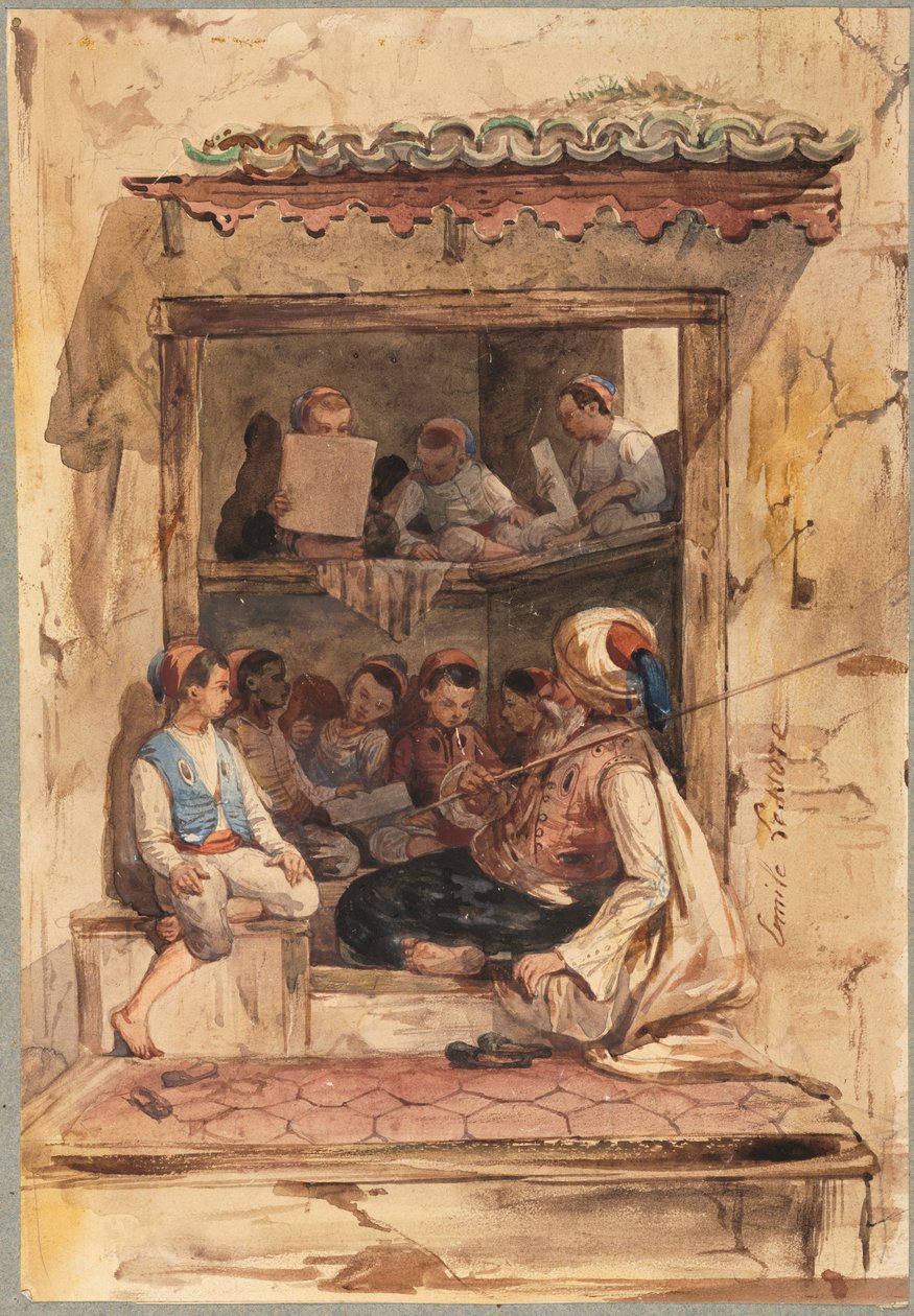 Gutteskole, 1800-tallet. av Emile Aubert Lessoire