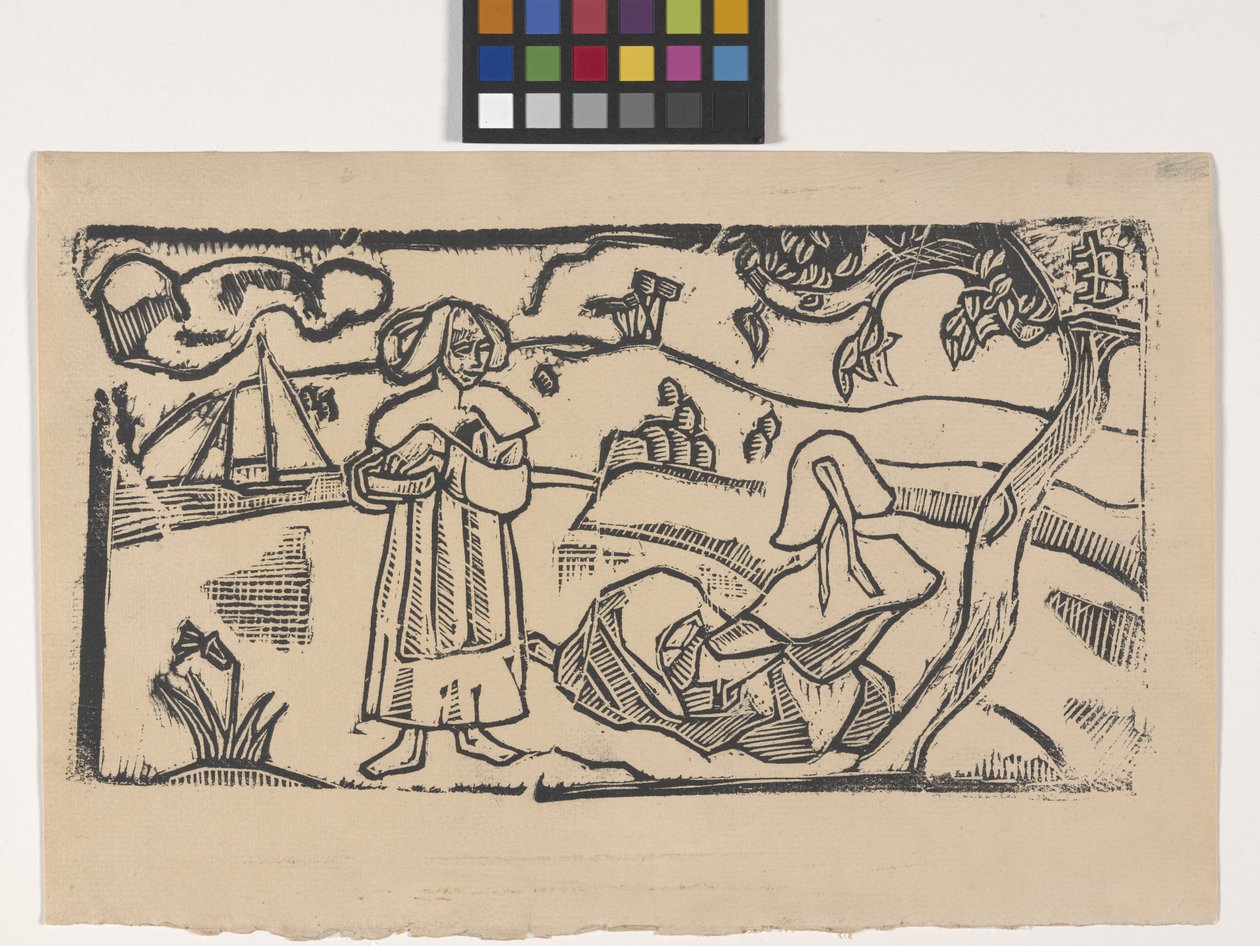 Deux Bretonnes (to bretonske kvinner) (treblokktrykk) av Emile Bernard