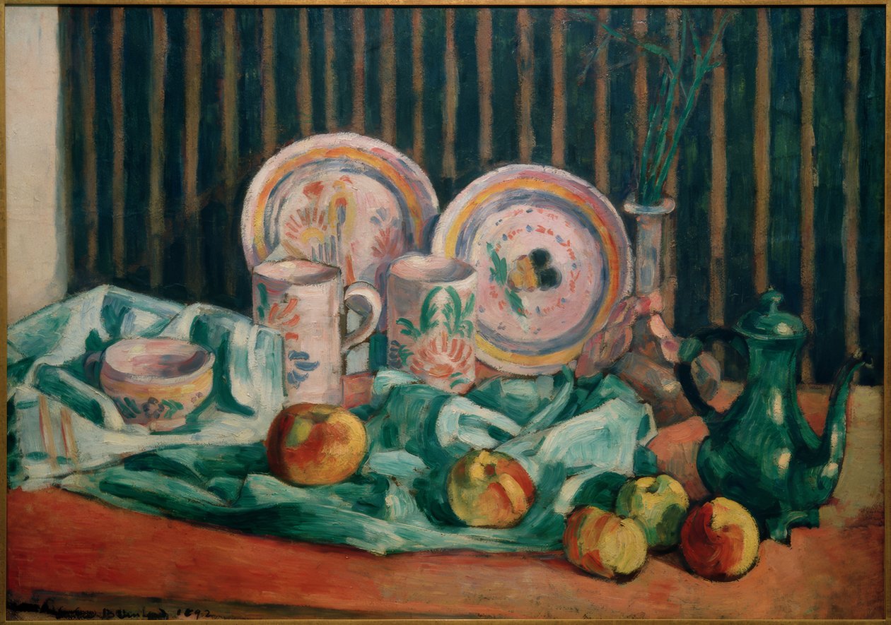 Stilleben med epler og bretonsk keramikk av Emile Bernard