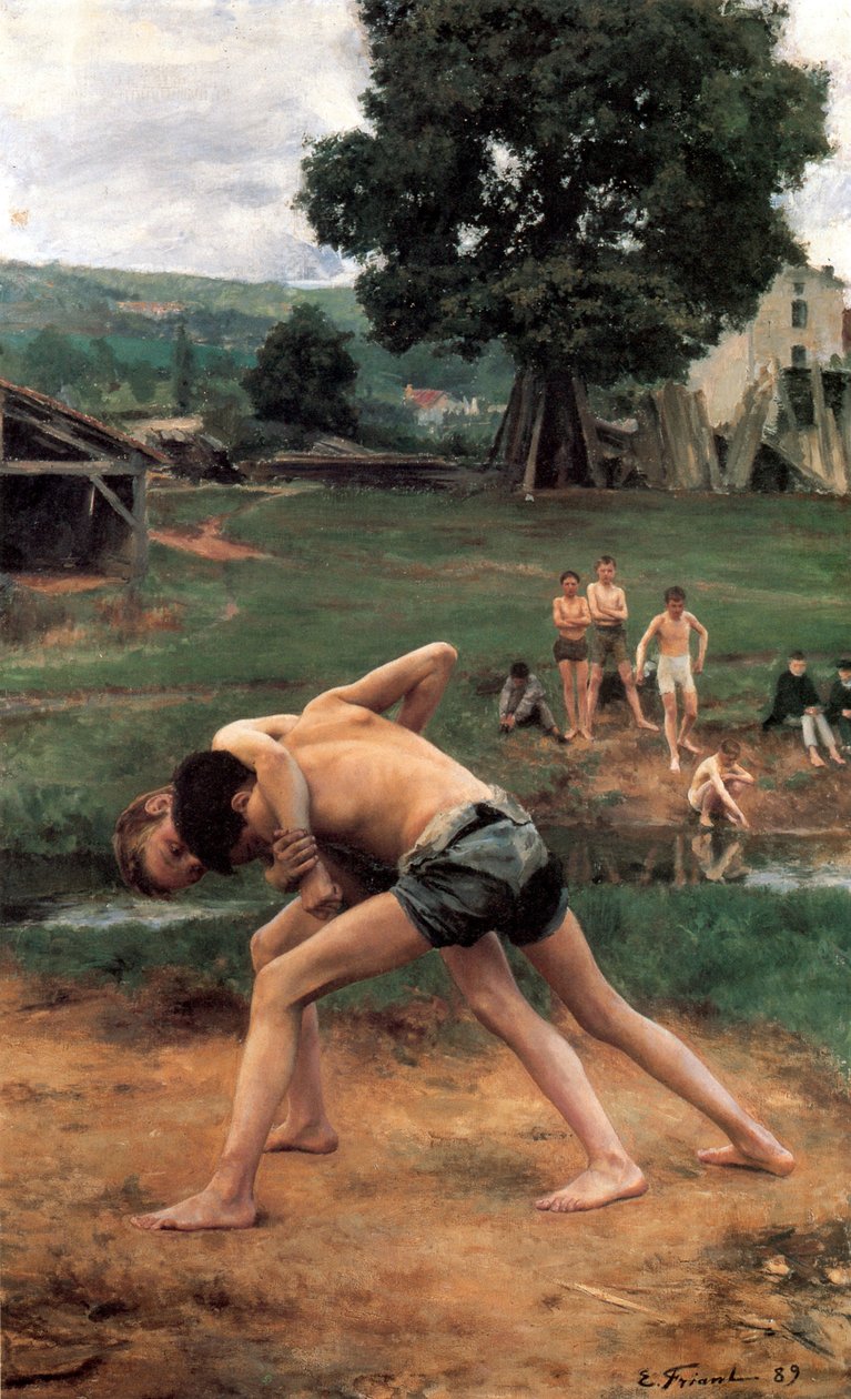La Lutte Wrestling, 1889. av Emile Friant