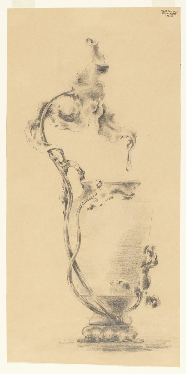 Design for en bronse montert vase av Emile Galle