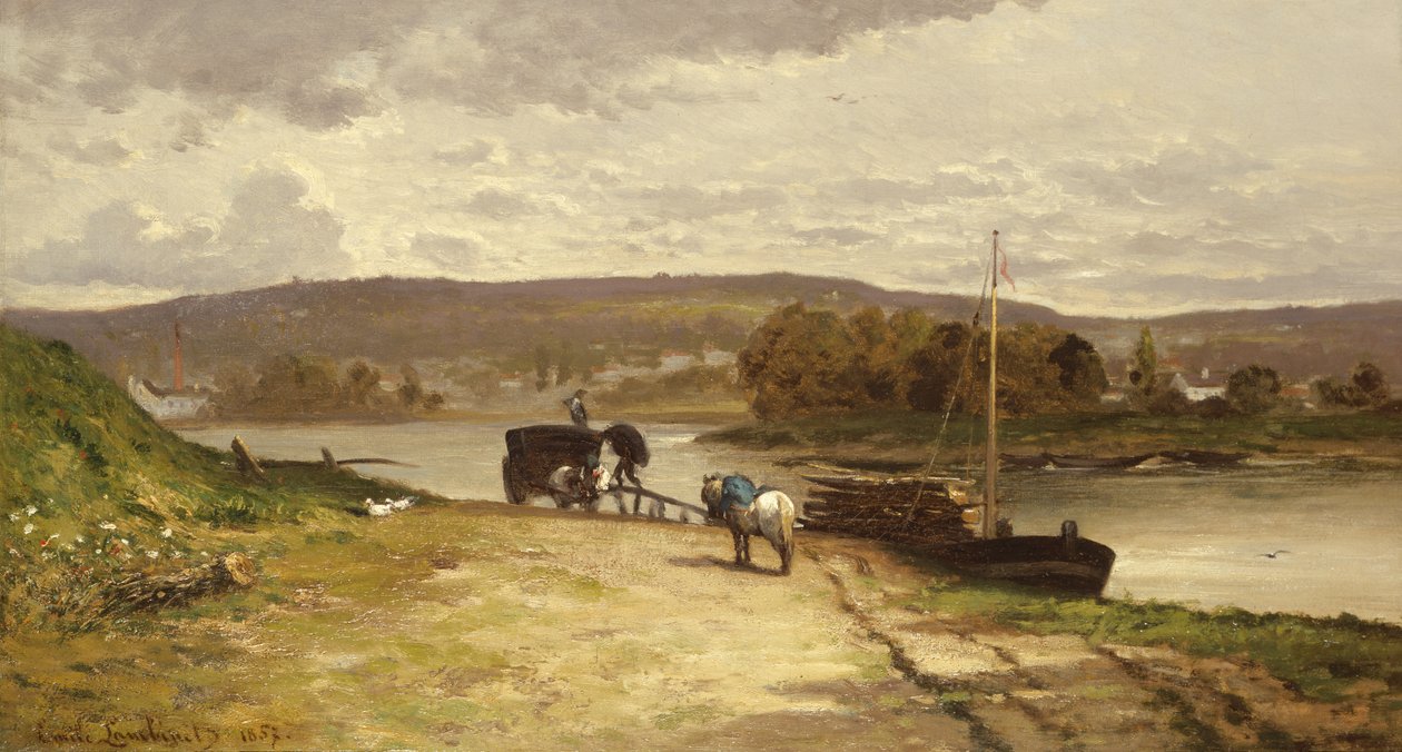 Elvelandskap, 1837 av Emile Lambinet