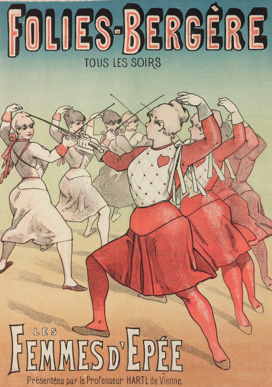 The Swordswomen (farge litho) av Emile Levy