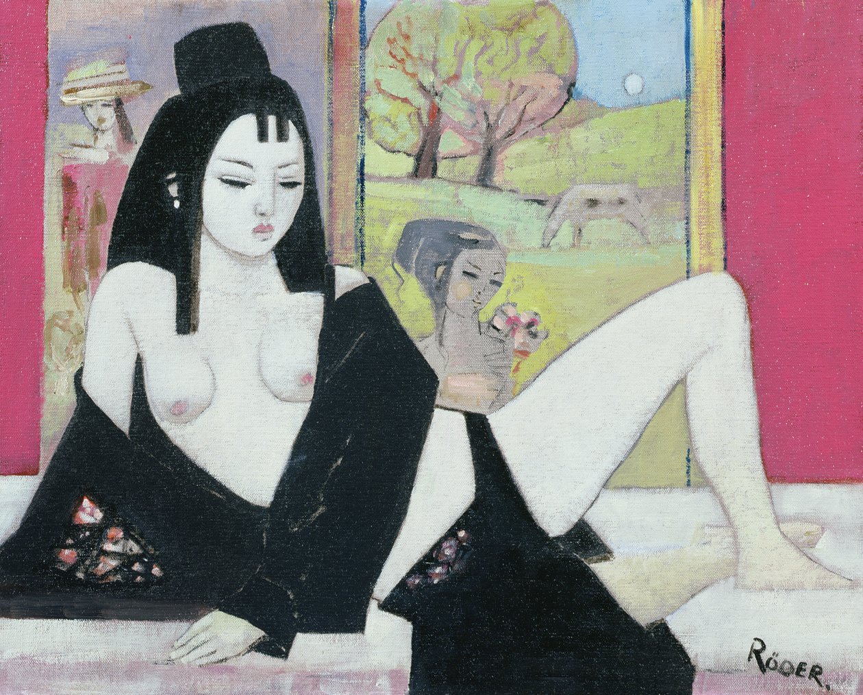 Black Kimono, 2008 (olje om bord) av Endre Roder