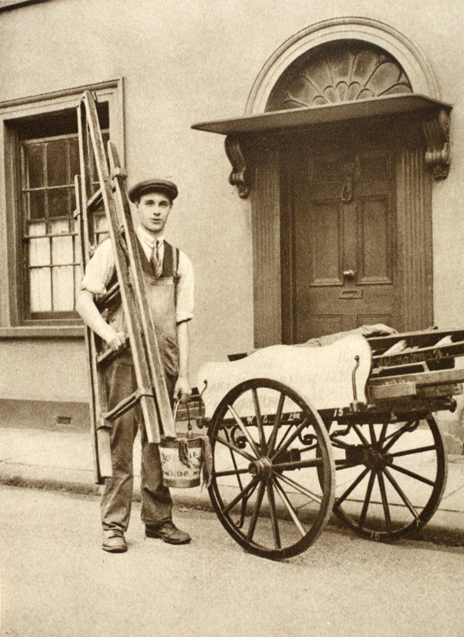 En Islington vindusvasker, fra Wonderful London, utgitt 1926-27 (fotogravyr) av English Photographer