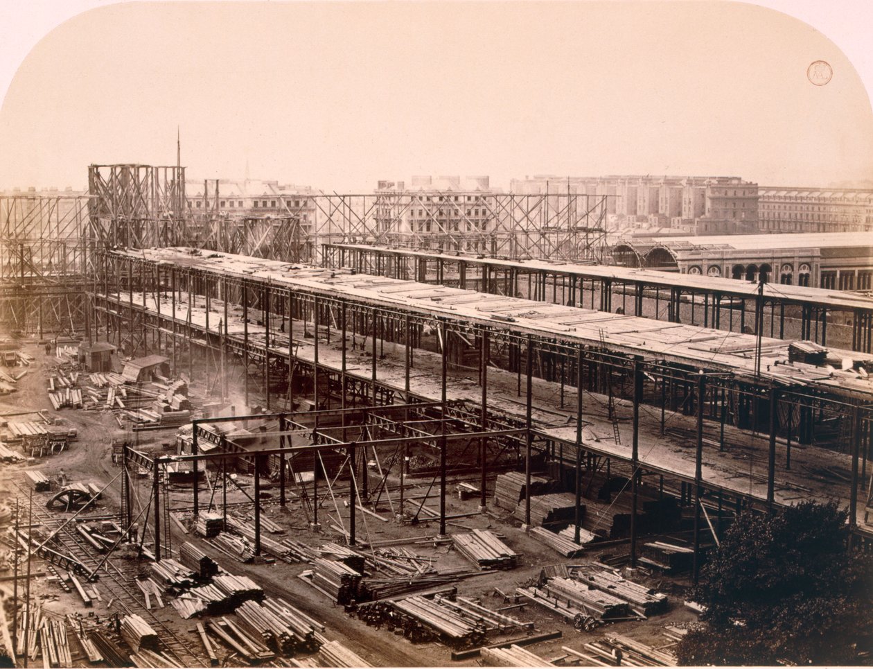 Konstruksjon, internasjonal utstilling, 1862 (sepia-bilde) av English Photographer